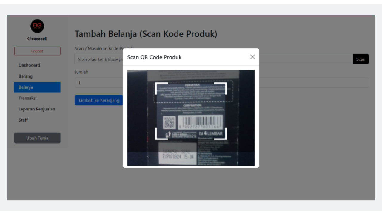 Aplikasi Mesin Kasir V1 - Scan Product Barcode